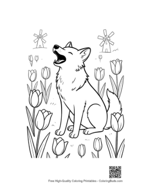 Thumbnail: Howling Wolf for Kids Printable