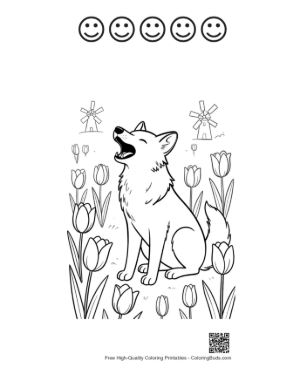 Thumbnail: Howling Wolf for Kids Printable and 5 Happy Face Outline