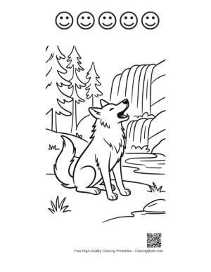 Thumbnail: Howling Wolf Printable and 5 Happy Face Outline