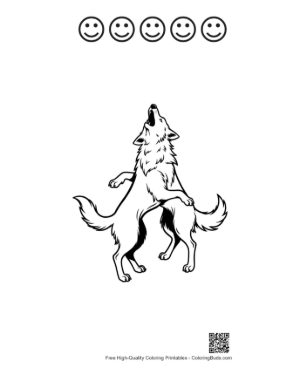 Thumbnail: Howling Wolf Silhouette Printable and 5 Happy Face Outline
