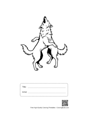 Thumbnail: Howling Wolf Silhouette Printable with Title and Artist Box