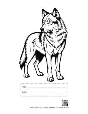 Thumbnail: Majestic Gray Wolf Standing Proudly Printable with Title and Artist Box