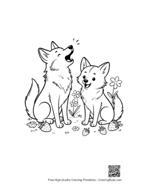 Thumbnail: Two Wolves Howling at Each Other in a Forest Printable