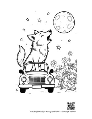 Thumbnail: Wolf Howling at the Moon from the Top of a Car Printable