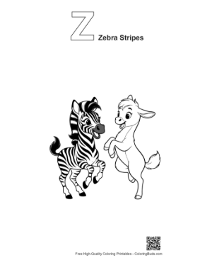 Thumbnail: Playful Zebra and Goat Dance Printable Outline Alphabet Z Zebra Stripes