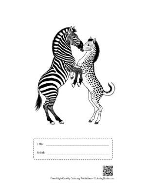 Thumbnail: Zebra and Leopard Foal Embrace Printable with Title and Artist Box