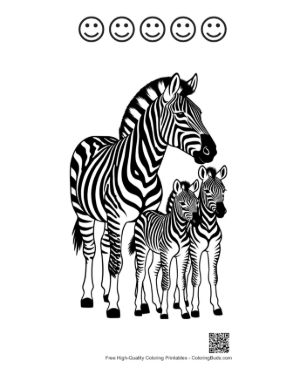 Thumbnail: Zebra Family Silhouette Printable and 5 Happy Face Outline