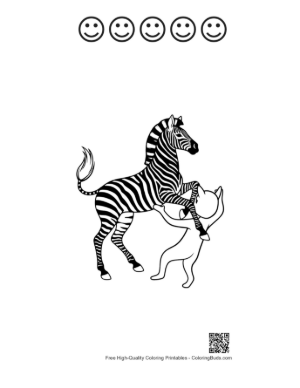 Thumbnail: Zebra Hugged by Playful Ghost Printable and 5 Happy Face Outline