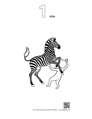 Thumbnail: Zebra Hugged by Playful Ghost Printable Outline Number 1