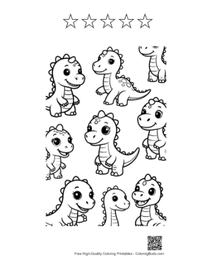 Thumbnail: Adorable Baby Dino Coloring Pages Printable and 5 Star Outline