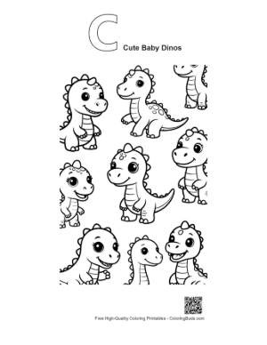 Thumbnail: Adorable Baby Dino Coloring Pages Printable Outline Alphabet C Cute Baby Dinos