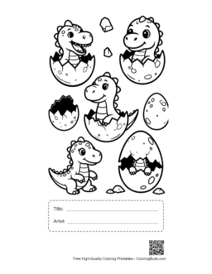 Thumbnail: Adorable Baby Dinos Hatching from Eggs Printable with Title and Artist Box