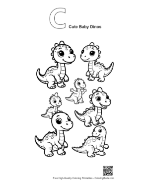 Thumbnail: Adorable Baby Dinosaurs in Cute Poses Printable Outline Alphabet C Cute Baby Dinos