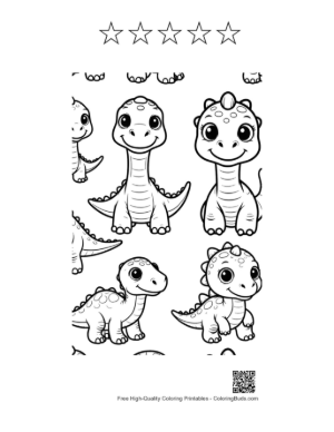 Thumbnail: Cute Baby Dinos Coloring Stickers Printable and 5 Star Outline