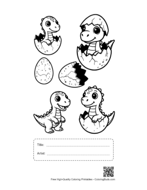 Thumbnail: Cute Baby Dinos Hatching from Eggs Printable with Title and Artist Box