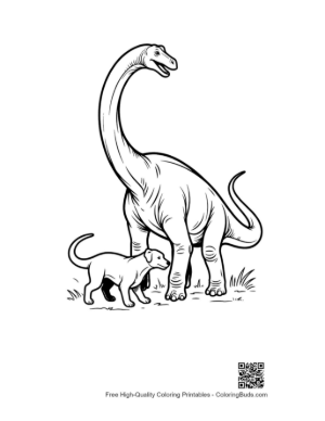 Thumbnail: Brachiosaurus and Puppy Friendship Printable