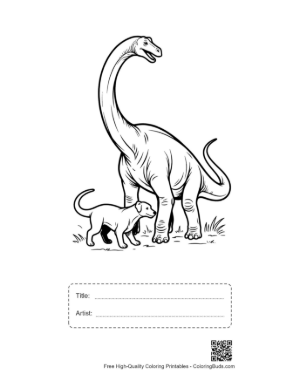 Thumbnail: Brachiosaurus and Puppy Friendship Printable with Title and Artist Box
