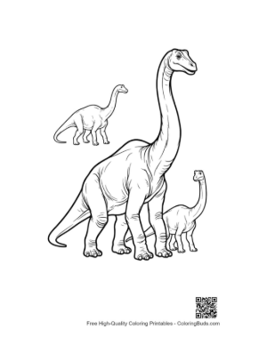 Thumbnail: Brachiosaurus Family Outline Printable
