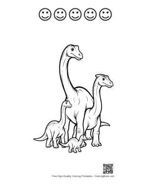 Thumbnail: Brachiosaurus Family Outline Printable and 5 Happy Face Outline