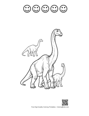 Thumbnail: Brachiosaurus Family Outline Printable and 5 Happy Face Outline