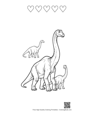 Thumbnail: Brachiosaurus Family Outline Printable and 5 Heart Outline