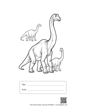 Thumbnail: Brachiosaurus Family Outline Printable with Title and Artist Box