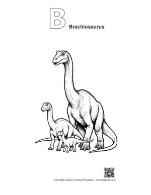 Thumbnail: Brachiosaurus Family Standing Together Printable Outline Alphabet B Brachiosaurus