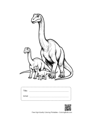 Thumbnail: Brachiosaurus Family Standing Together Printable with Title and Artist Box