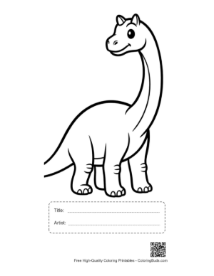 Thumbnail: Cheerful Brachiosaurus Standing Tall Printable with Title and Artist Box