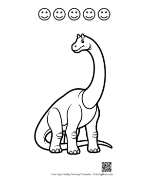 Thumbnail: Happy Brachiosaurus Sitting Tall Printable and 5 Happy Face Outline