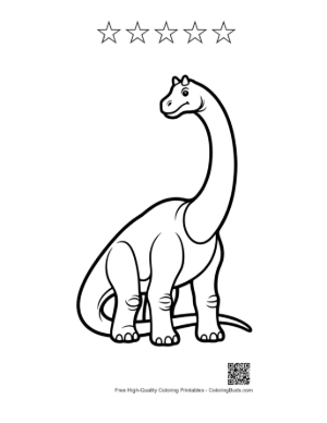 Thumbnail: Happy Brachiosaurus Sitting Tall Printable and 5 Star Outline