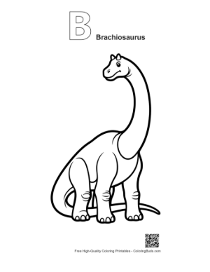 Thumbnail: Happy Brachiosaurus Sitting Tall Printable Outline Alphabet B Brachiosaurus