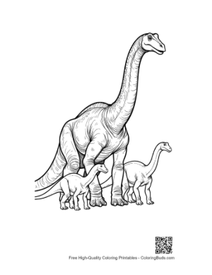 Thumbnail: Majestic Brachiosaurus Family Standing Tall Printable
