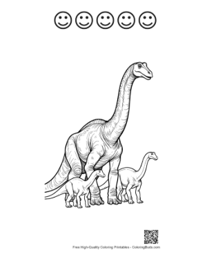Thumbnail: Majestic Brachiosaurus Family Standing Tall Printable and 5 Happy Face Outline
