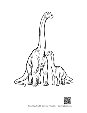 Thumbnail: Majestic Brachiosaurus Mother and Baby Printable