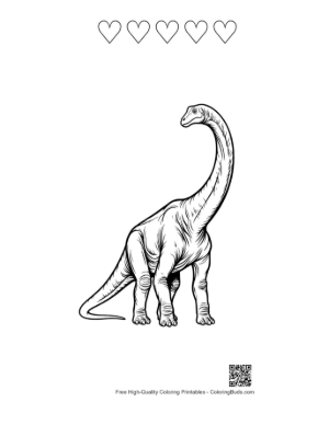 Thumbnail: Majestic Brachiosaurus Standing Tall Printable and 5 Heart Outline
