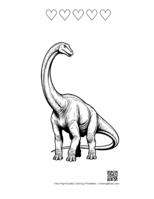 Thumbnail: Majestic Brachiosaurus Standing Tall Printable and 5 Heart Outline