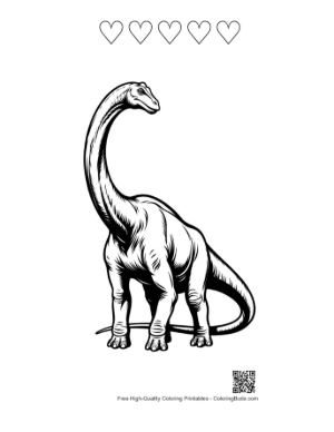 Thumbnail: Majestic Brachiosaurus Standing Tall Printable and 5 Heart Outline