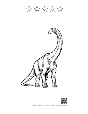 Thumbnail: Majestic Brachiosaurus Standing Tall Printable and 5 Star Outline