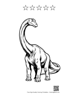 Thumbnail: Majestic Brachiosaurus Standing Tall Printable and 5 Star Outline