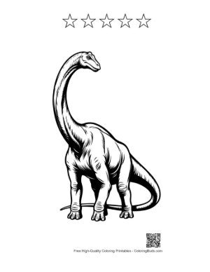 Thumbnail: Majestic Brachiosaurus Standing Tall Printable and 5 Star Outline