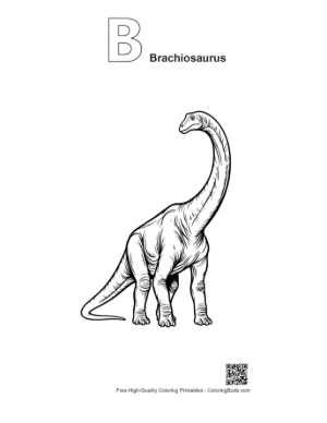 Thumbnail: Majestic Brachiosaurus Standing Tall Printable Outline Alphabet B Brachiosaurus