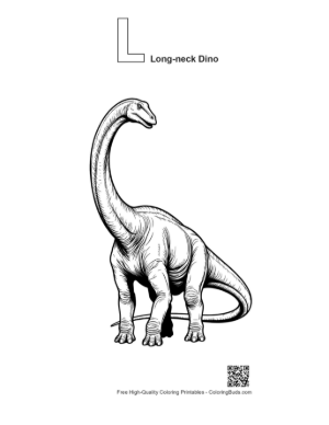 Thumbnail: Majestic Brachiosaurus Standing Tall Printable Outline Alphabet L Long Neck Dino