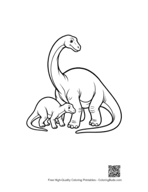 Thumbnail: Mother Brachiosaurus and Baby Dino Printable