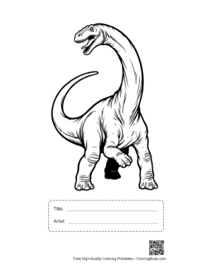 Thumbnail: Roaring Diplodocus with Long Neck Printable with Title and Artist Box