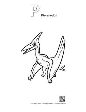 Thumbnail: Cheerful Pteranodon Roaring with Spread Wings Printable Outline Alphabet P Pteranodon