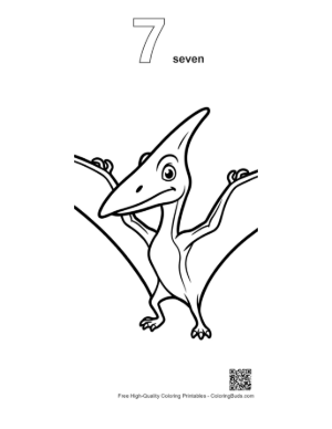 Thumbnail: Cheerful Pteranodon Spreading Wings Printable Outline Number 7
