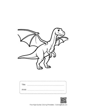 Thumbnail: Cute Cartoon Pterodactyl Standing Playfully Printable with Title and Artist Box