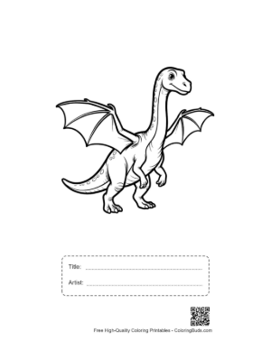 Thumbnail: Cute Pterodactyl Dino Soaring Playfully Printable with Title and Artist Box