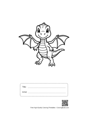 Thumbnail: Cute Pterodactyl Dino Spreading Wings Printable with Title and Artist Box